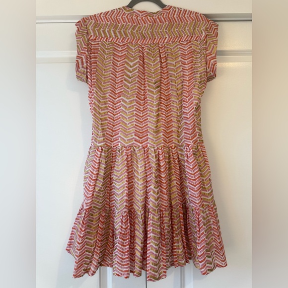 Tuckernuck Oliphant Women’s Roll Sleeve Dress Pink and Gold Size Large - Picture 5 of 7